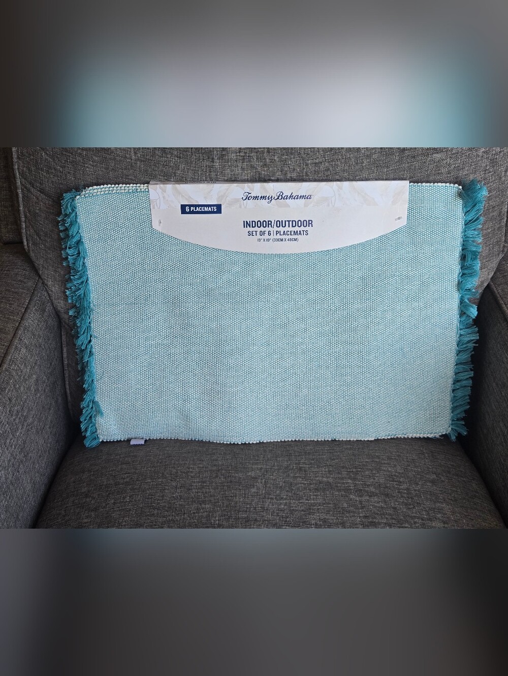 NWT Tommy Bahama Placemats Set of 6 Indoor/Outdoor Turquoise Placemats